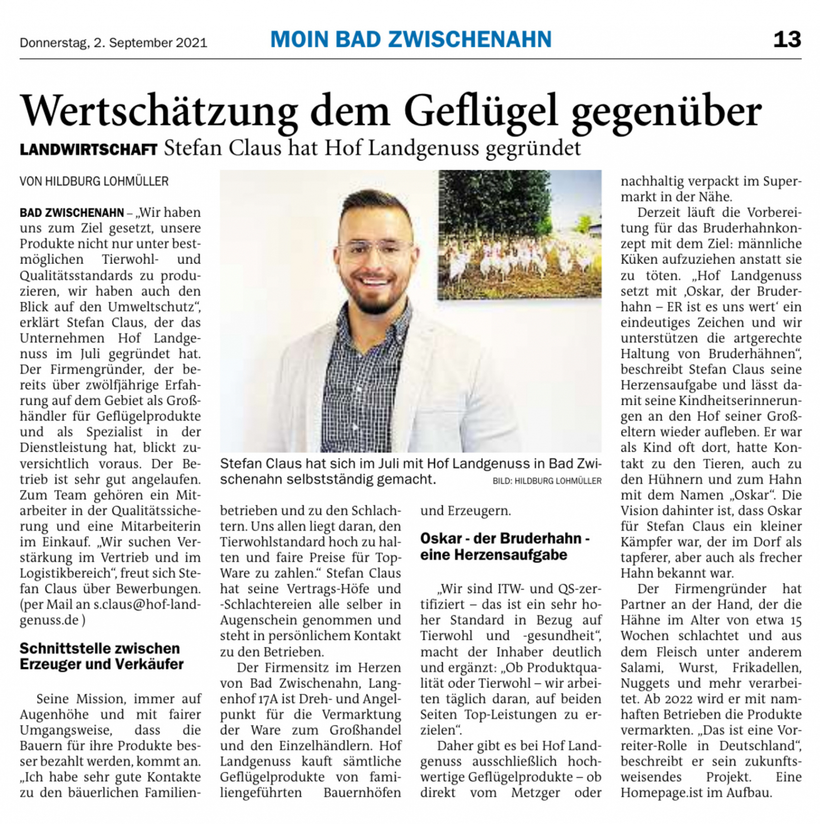 Zeitungsartikel über Stefan Claus