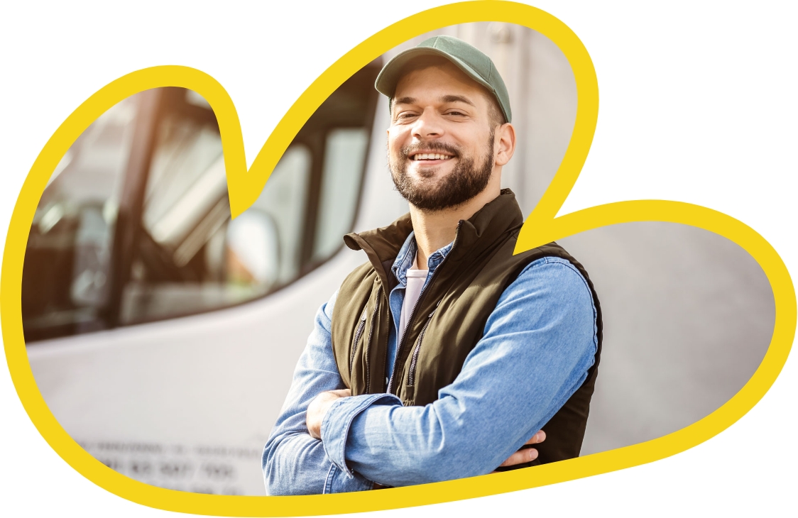 Trucker vor einem LKW
